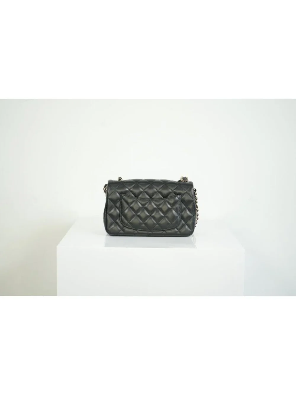 Chanel Mini Classic Black Lambskin W/Champagne Gold Flap Bag Full Set